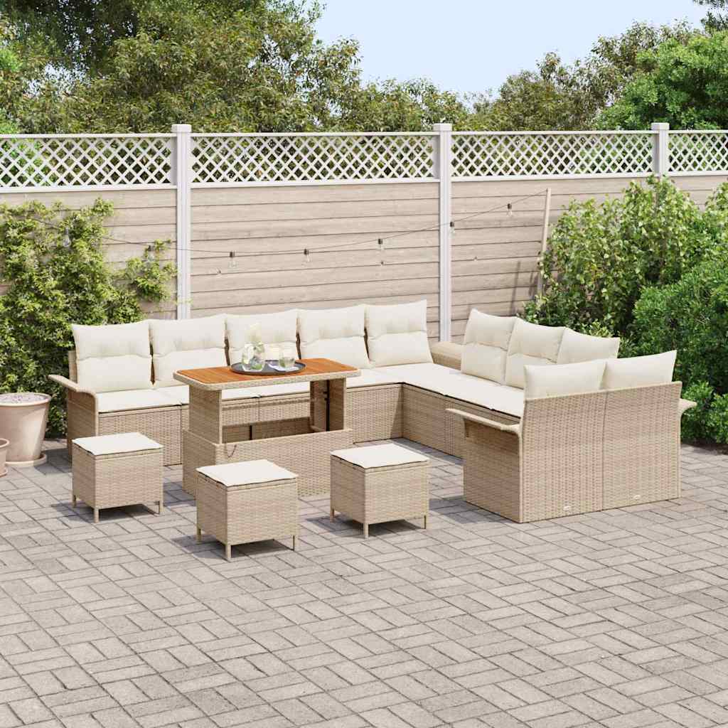 vidaXL Zestaw Sof na Ogród z poduszką 14 pcs Beżowy i kremowy