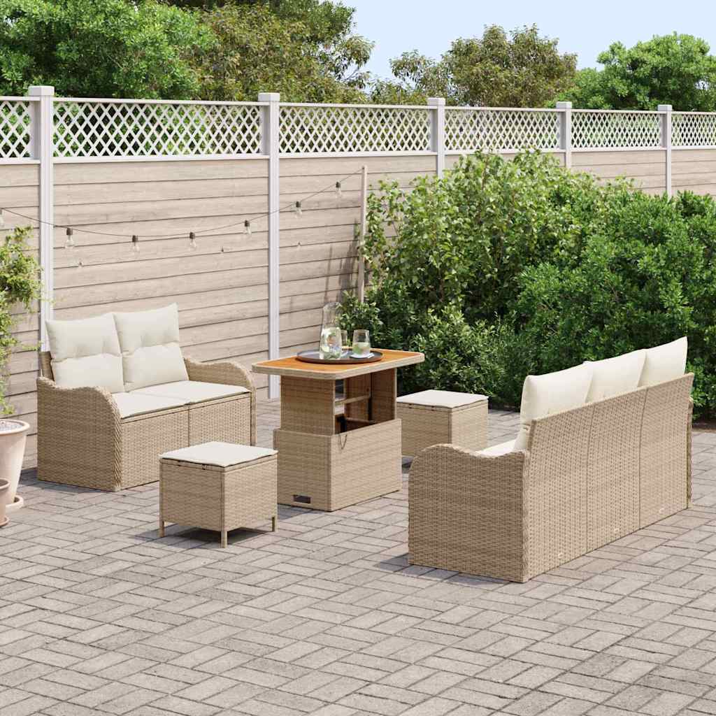 vidaXL Zestaw Sof na Ogród z poduszką 8 pcs Beżowy i kremowy