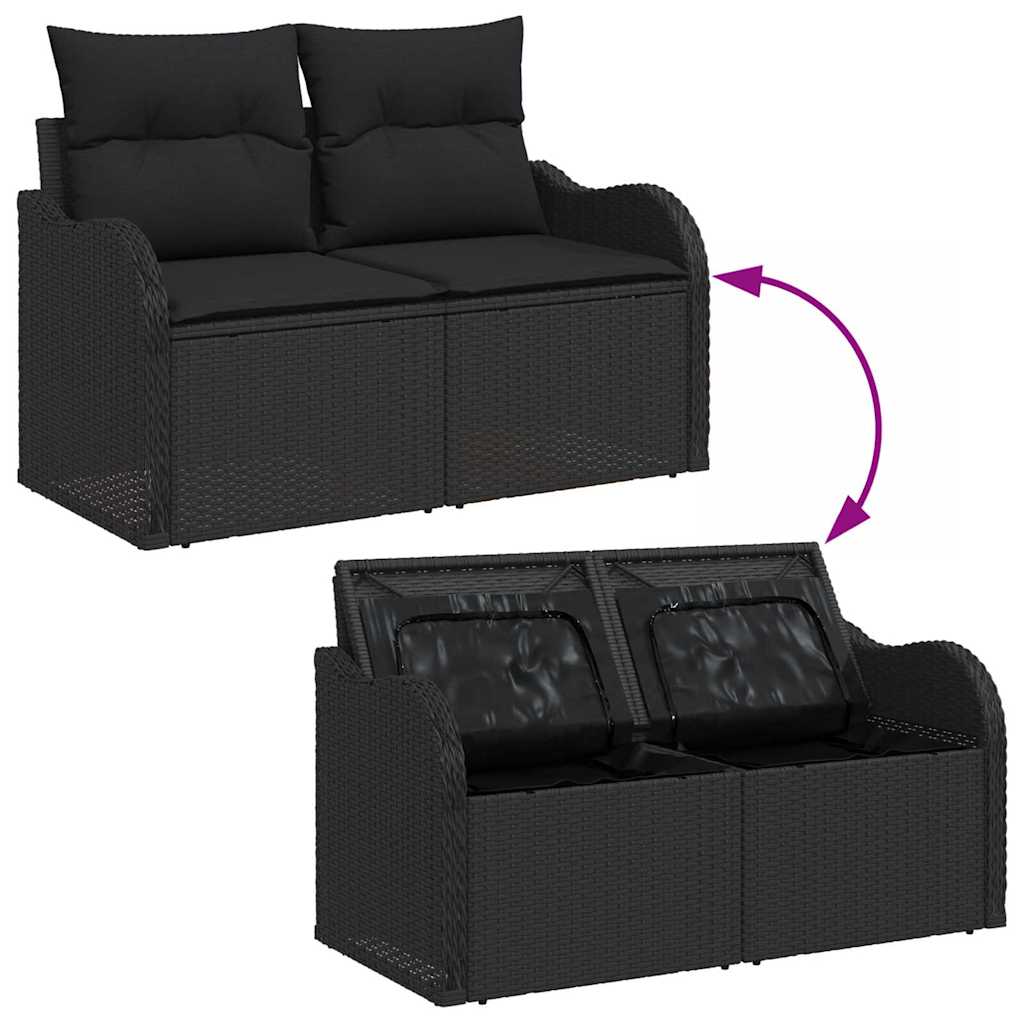 vidaXL Zestaw Sof na Ogród z poduszką z przechowywaniem 9 pcs Czarny