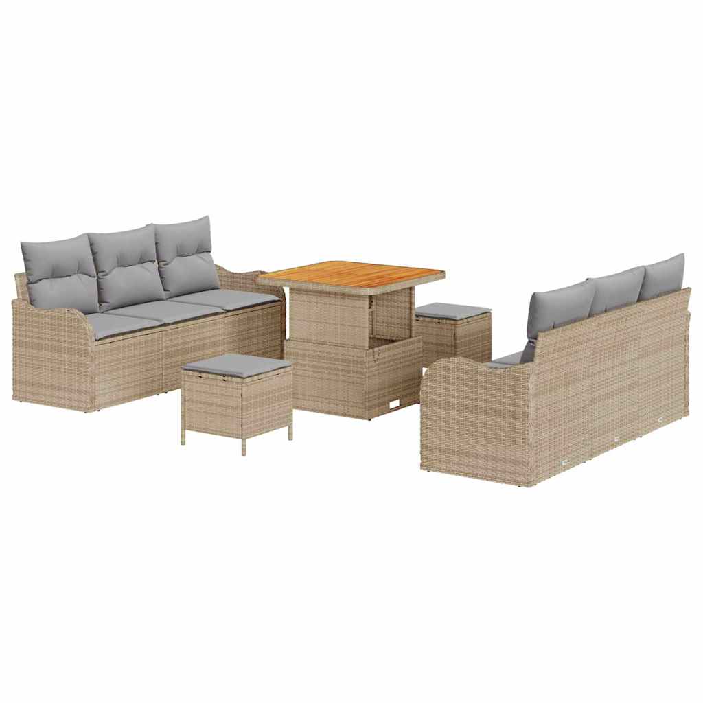 vidaXL Zestaw Sof na Ogród z poduszką 9 pcs Beżowy i jasnoszary