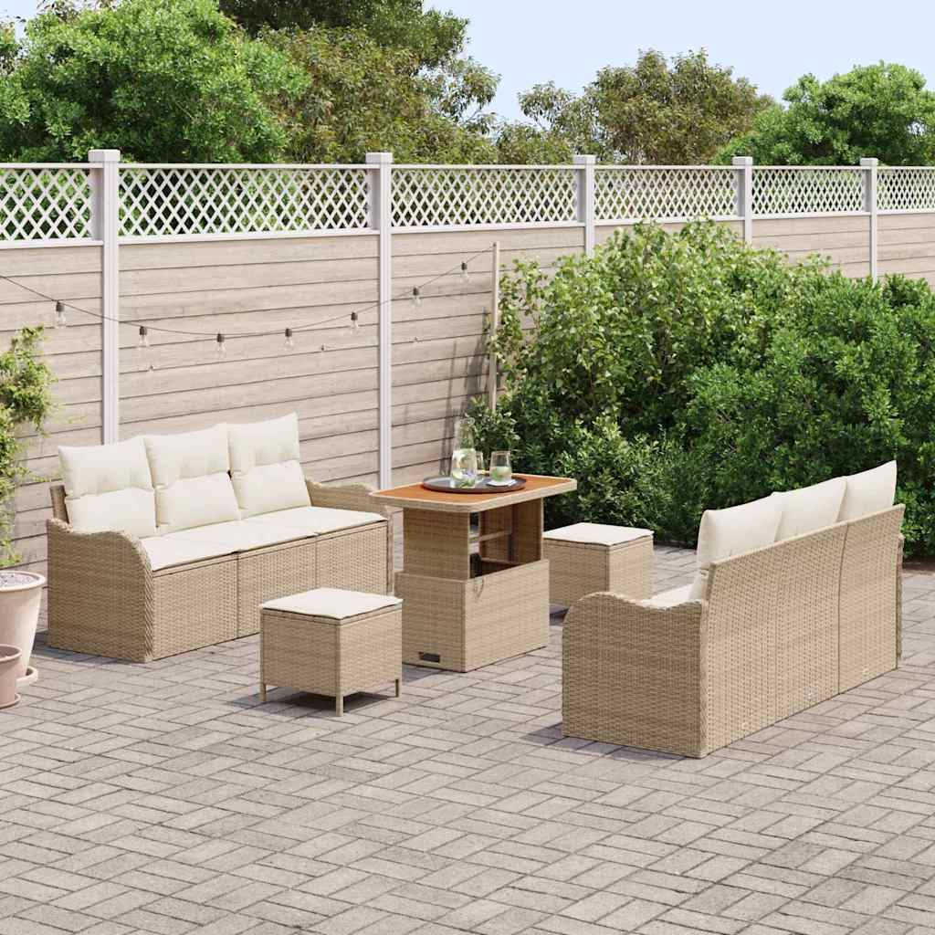 vidaXL Zestaw Sof na Ogród z poduszką 9 pcs Beżowy i kremowy