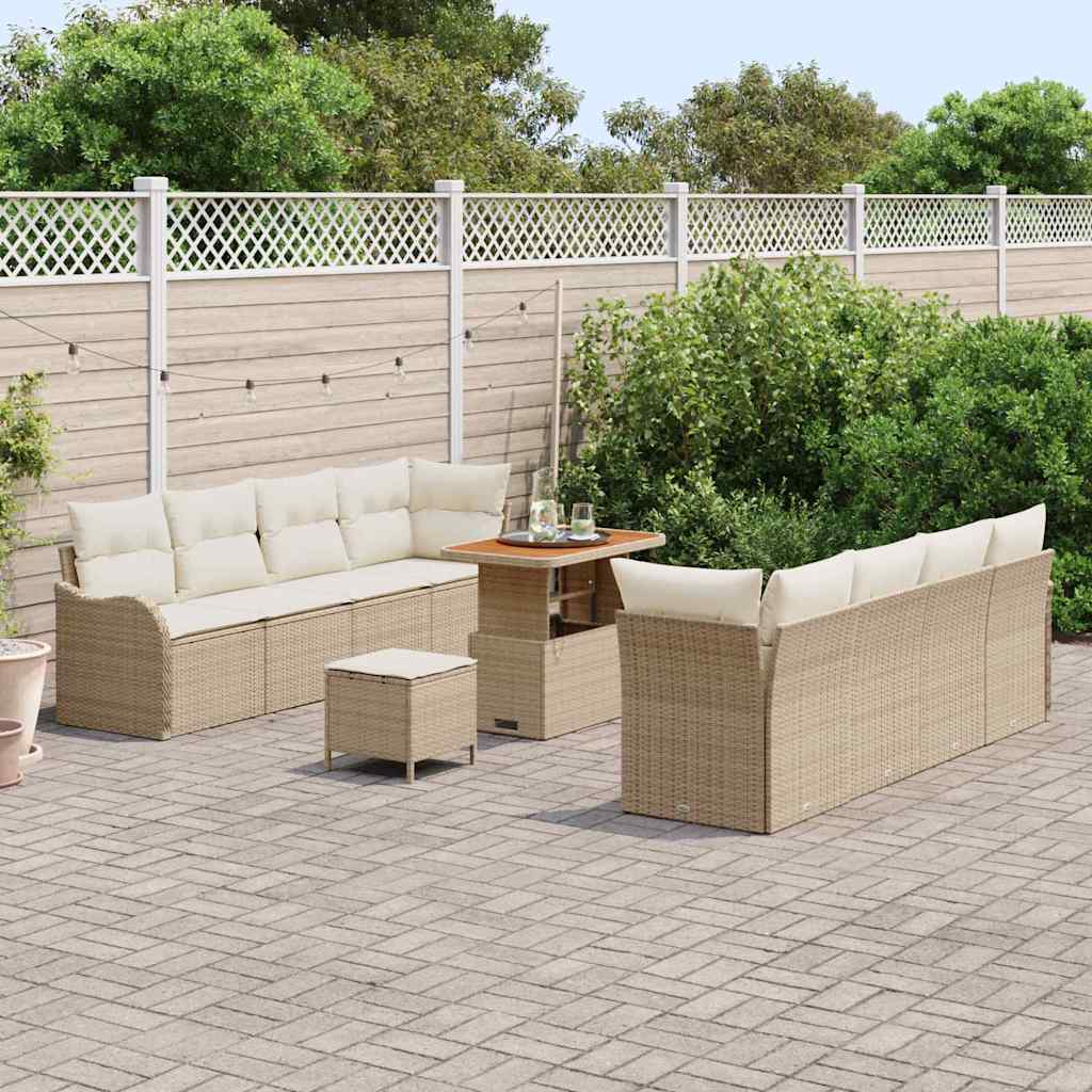 vidaXL Zestaw Sof na Ogród z poduszką 11 pcs Beżowy i kremowy