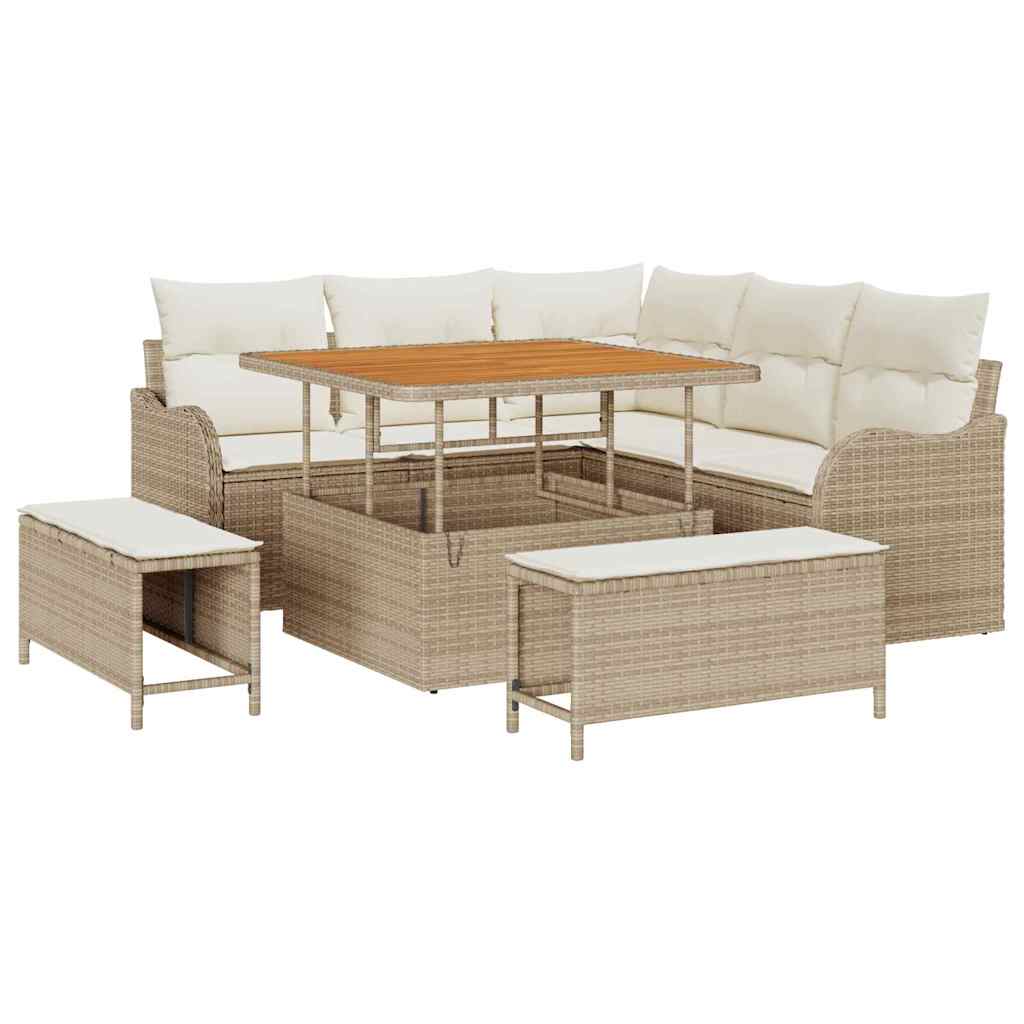 vidaXL Zestaw Sof na Ogród z poduszką 8 pcs Beżowy i kremowy
