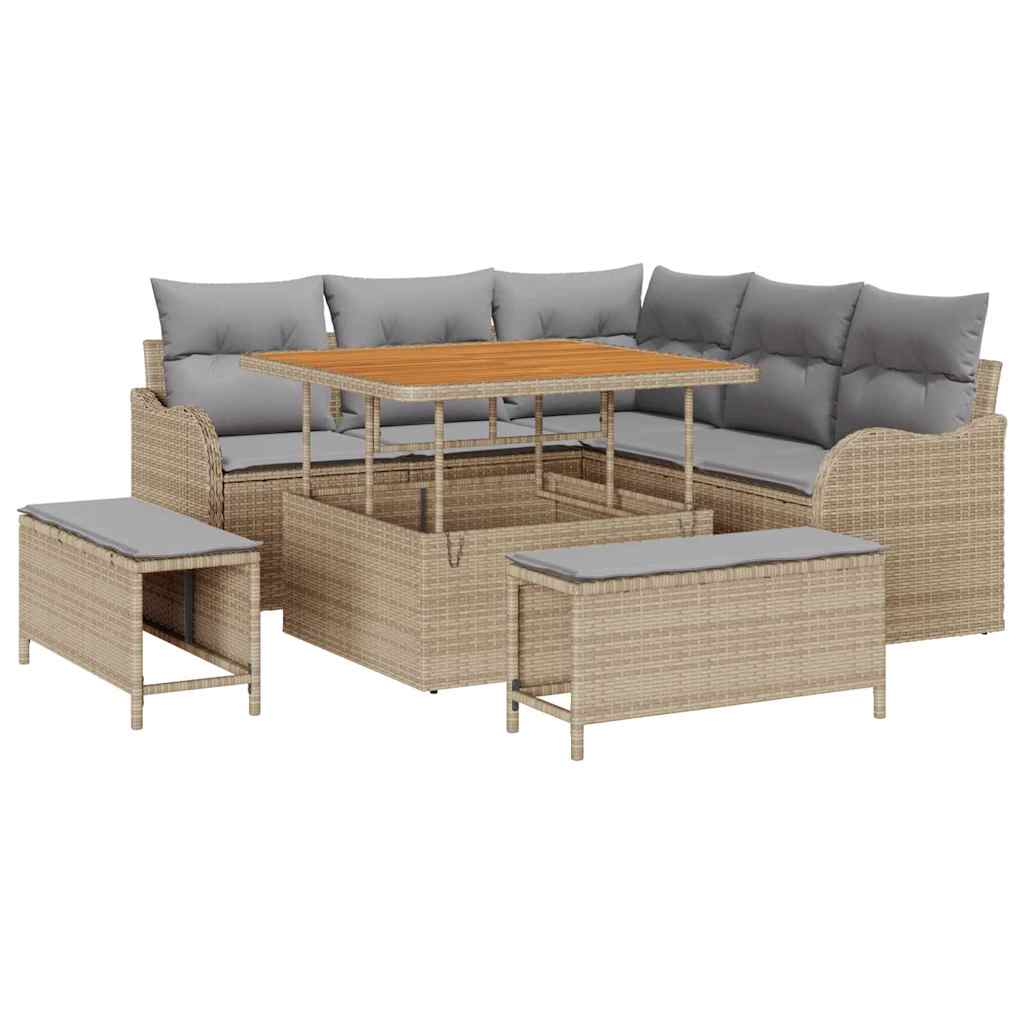 vidaXL Zestaw Sof na Ogród z poduszką 8 pcs Beżowy i jasnoszary