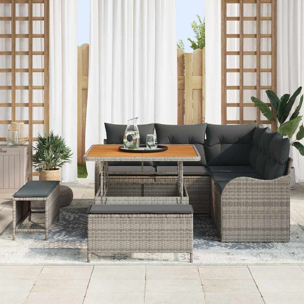 vidaXL Zestaw Sof na Ogród z poduszką z przechowywaniem 8 pcs Szary