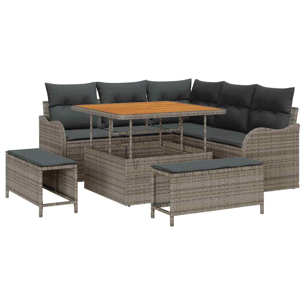 vidaXL Zestaw Sof na Ogród z poduszką z przechowywaniem 8 pcs Szary