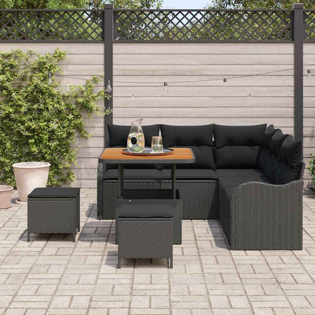 vidaXL Zestaw Sof na Ogród z poduszką z przechowywaniem 8 pcs Czarny
