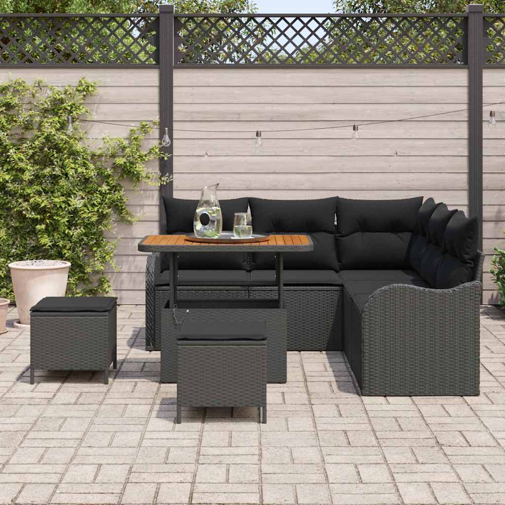 vidaXL Zestaw Sof na Ogród z poduszką z przechowywaniem 8 pcs Czarny