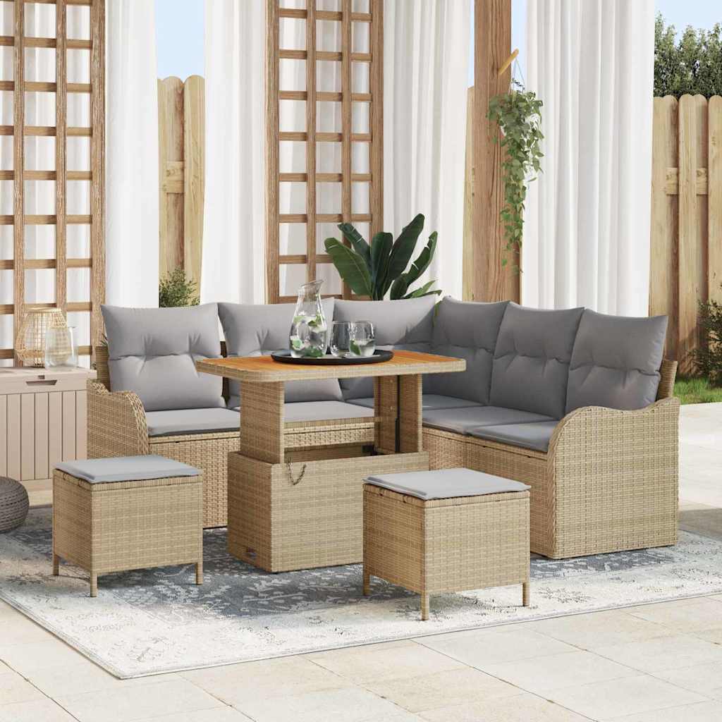 vidaXL Zestaw Sof na Ogród z poduszką 8 pcs Beżowy i jasnoszary