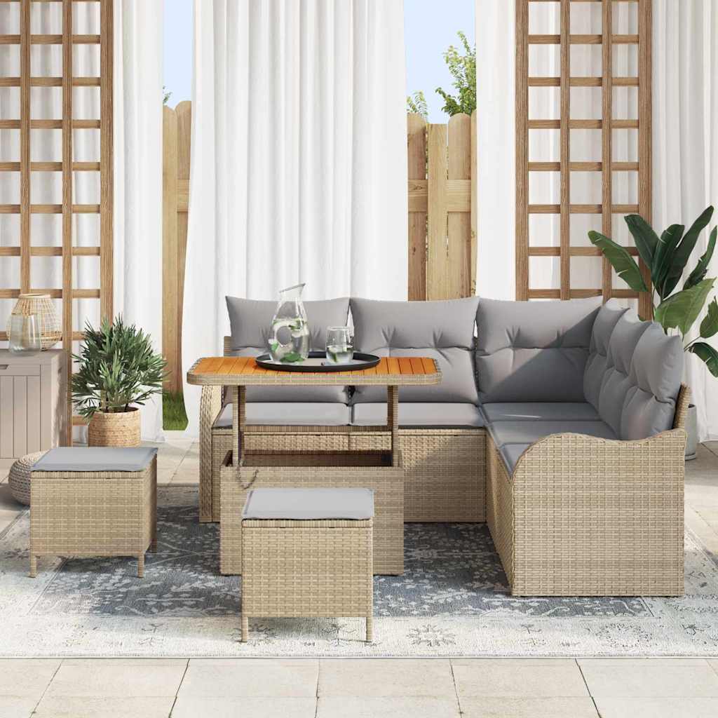 vidaXL Zestaw Sof na Ogród z poduszką 8 pcs Beżowy i jasnoszary