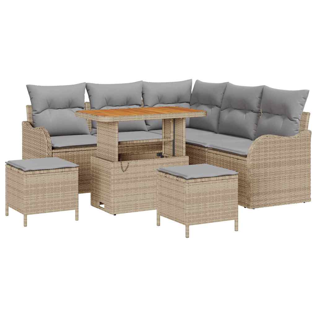 vidaXL Zestaw Sof na Ogród z poduszką 8 pcs Beżowy i jasnoszary