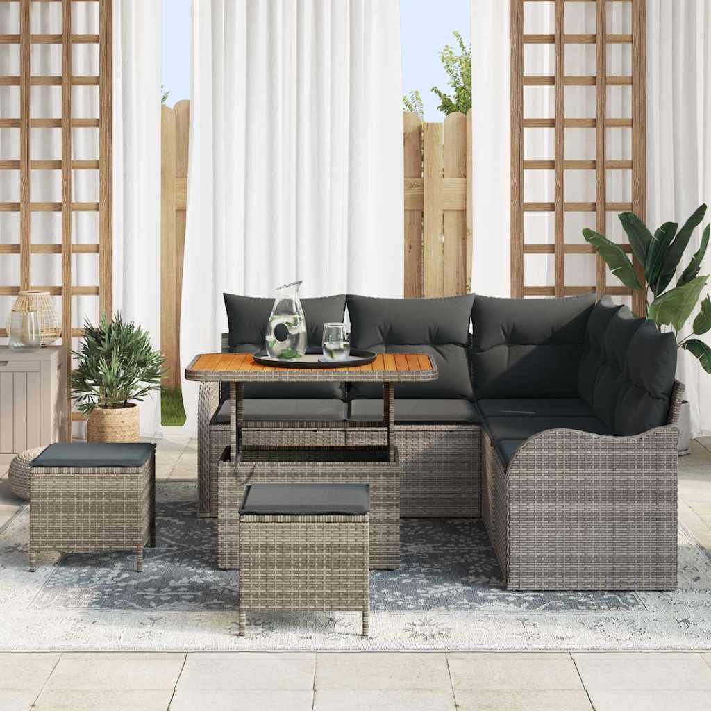 vidaXL Zestaw Sof na Ogród z poduszką z przechowywaniem 8 pcs Szary