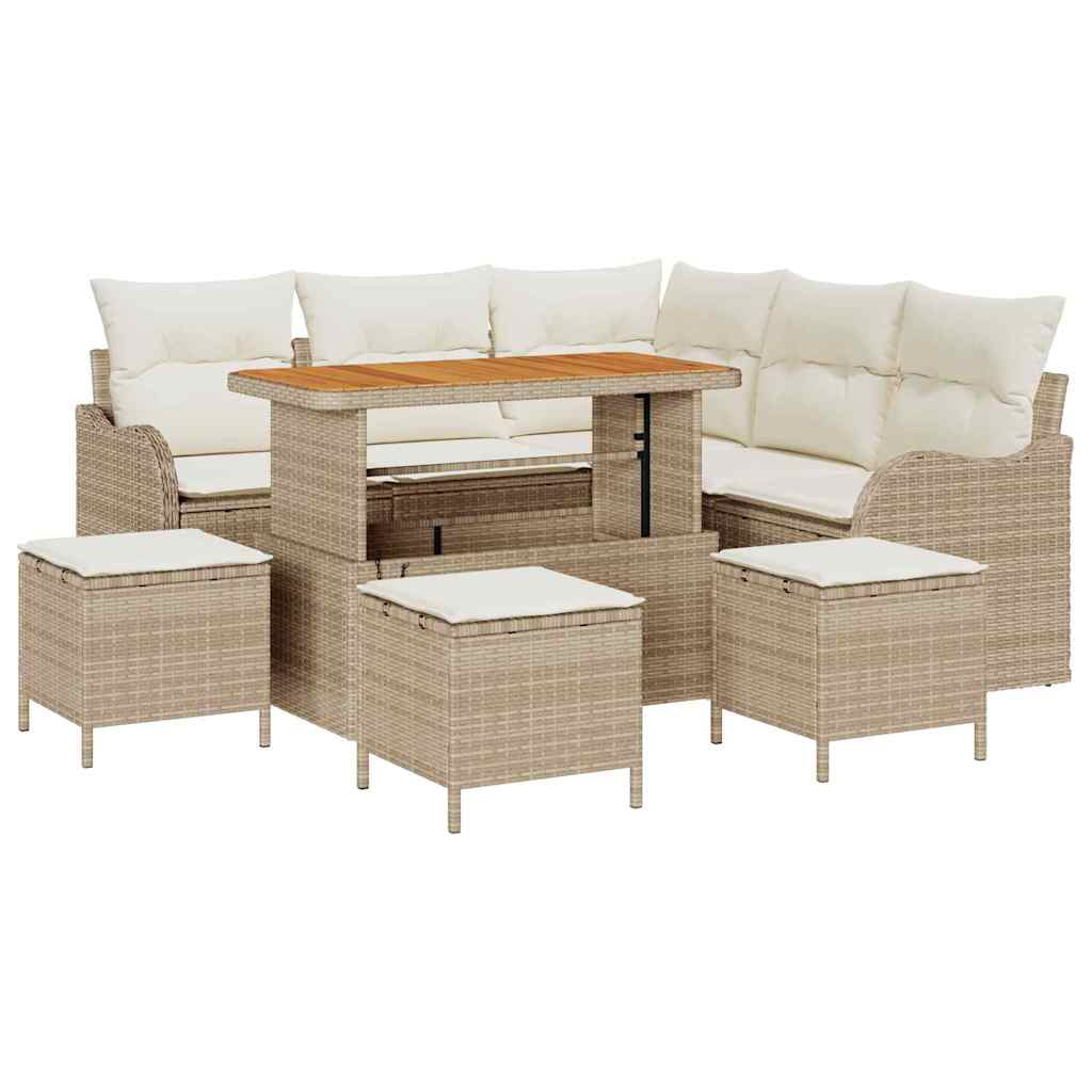 vidaXL Zestaw Sof na Ogród z poduszką 9 pcs Beżowy i kremowy