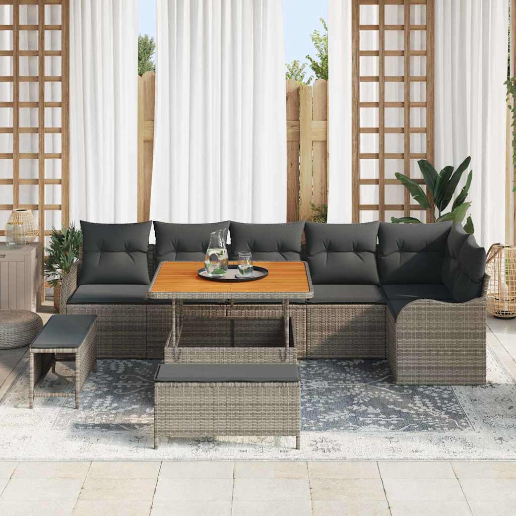 vidaXL Zestaw Sof na Ogród z poduszką z przechowywaniem 9 pcs Szary