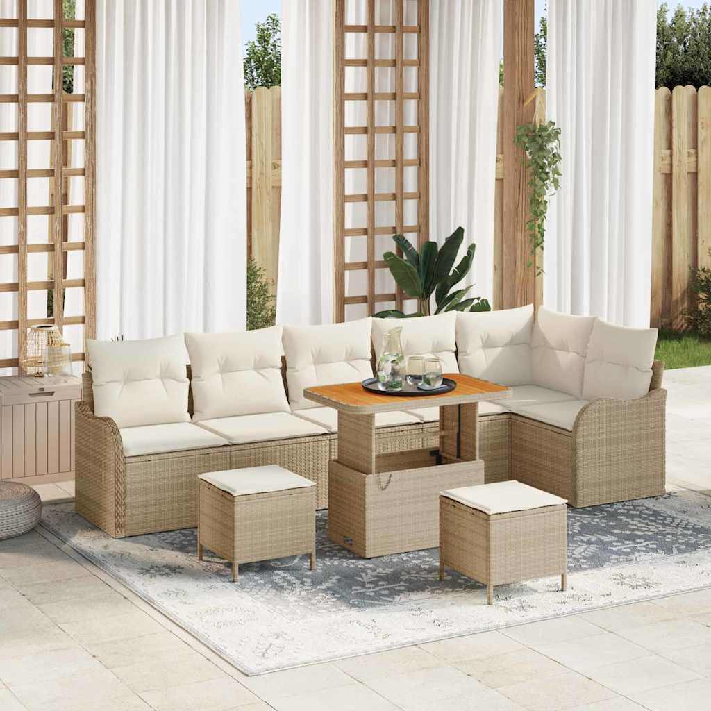 vidaXL Zestaw Sof na Ogród z poduszką 9 pcs Beżowy i kremowy