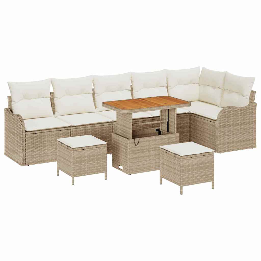 vidaXL Zestaw Sof na Ogród z poduszką 9 pcs Beżowy i kremowy