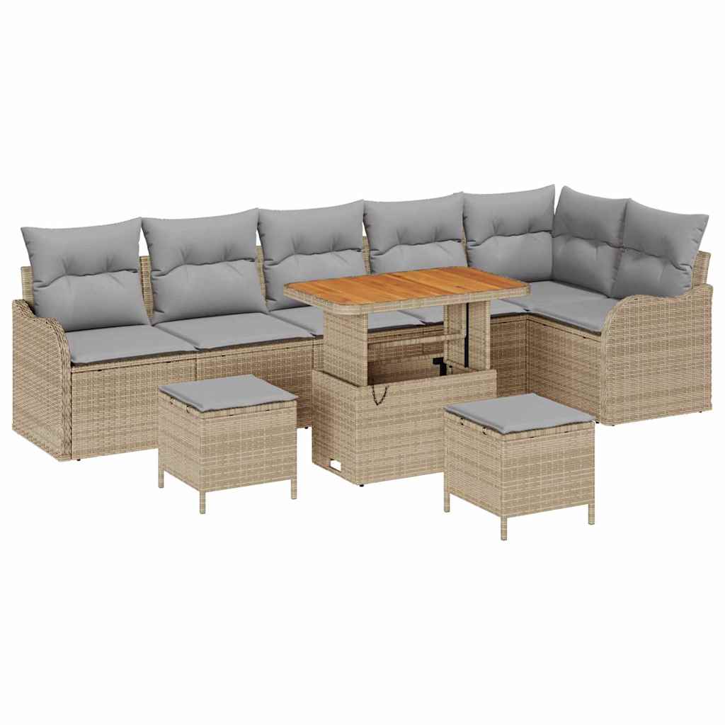vidaXL Zestaw Sof na Ogród z poduszką 9 pcs Beżowy i jasnoszary