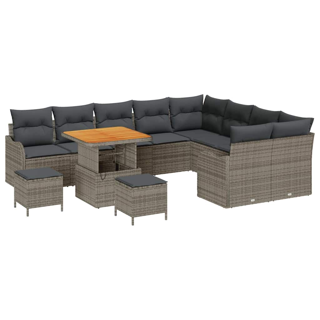 vidaXL Zestaw Sof na Ogród z poduszką z przechowywaniem 12 pcs Szary