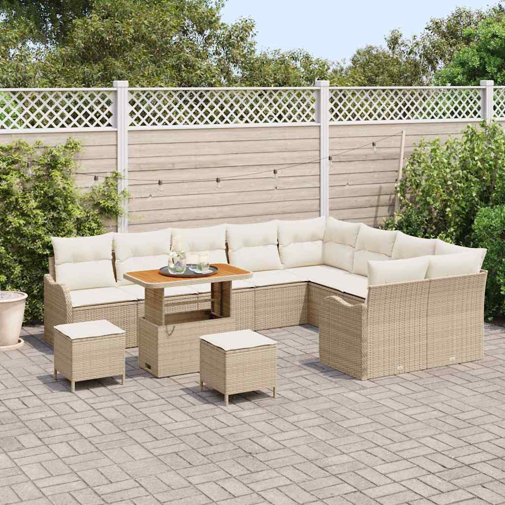 vidaXL Zestaw Sof na Ogród z poduszką 12 pcs Beżowy i kremowy