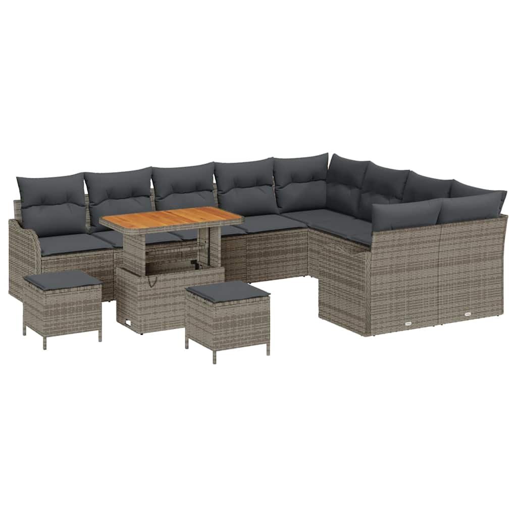 vidaXL Zestaw Sof na Ogród z poduszką z przechowywaniem 12 pcs Szary