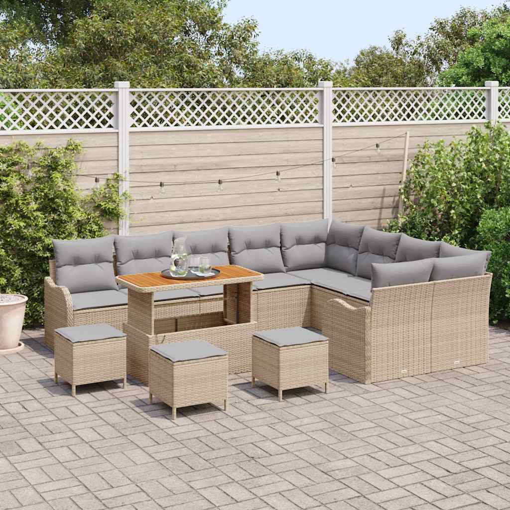 vidaXL Zestaw Sof na Ogród z poduszką 13 pcs Beżowy i jasnoszary