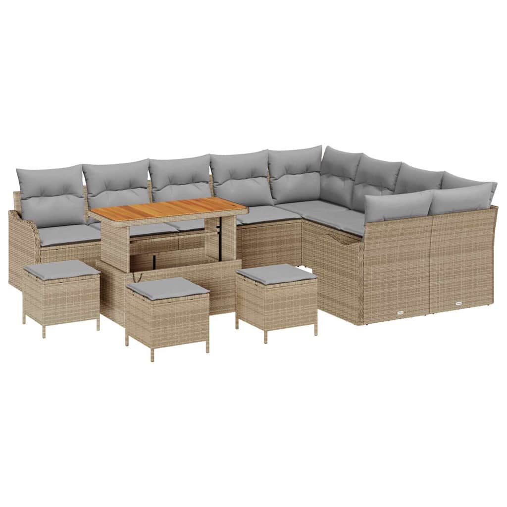 vidaXL Zestaw Sof na Ogród z poduszką 13 pcs Beżowy i jasnoszary