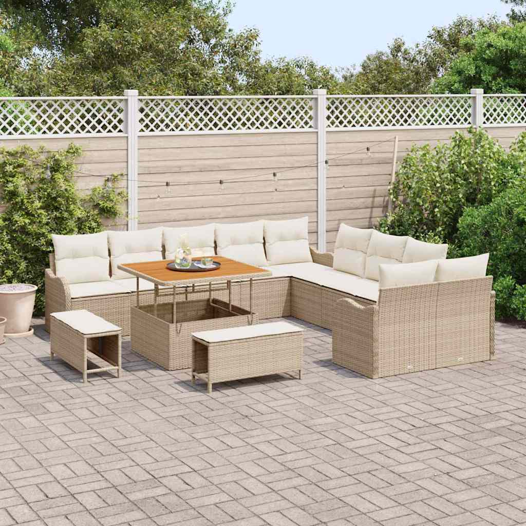 vidaXL Zestaw Sof na Ogród z poduszką 13 pcs Beżowy i kremowy