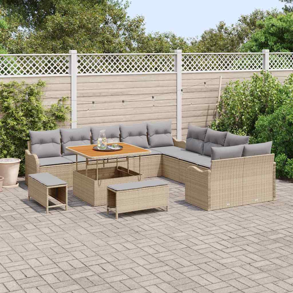 vidaXL Zestaw Sof na Ogród z poduszką 13 pcs Beżowy i jasnoszary