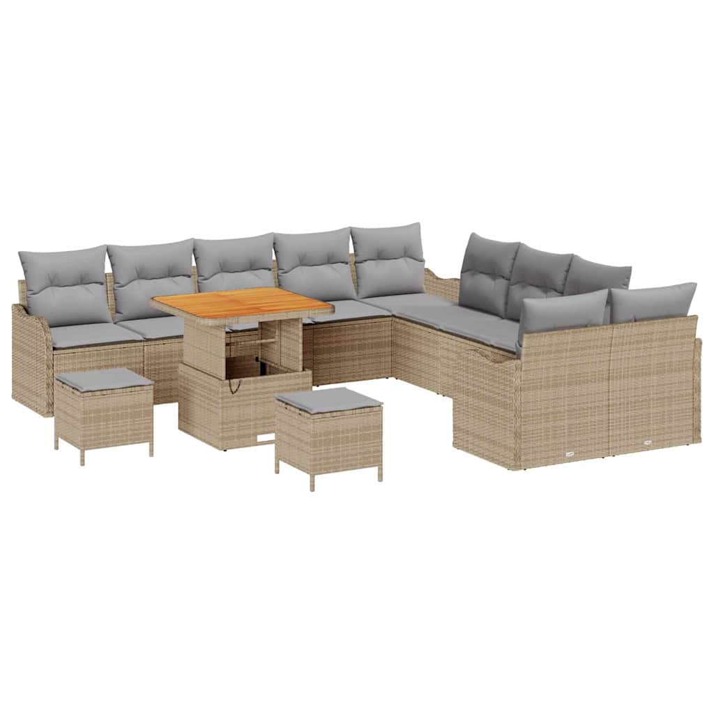 vidaXL Zestaw Sof na Ogród z poduszką 13 pcs Beżowy i jasnoszary