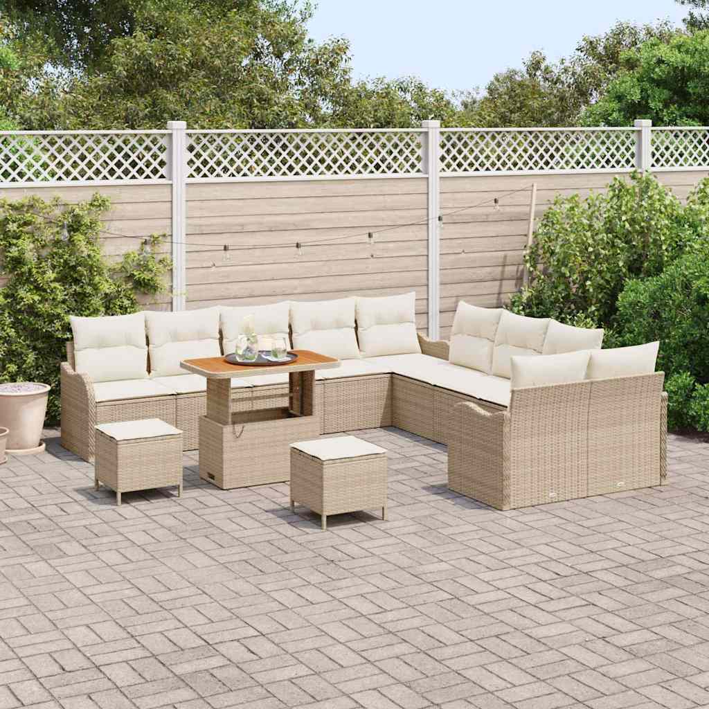 vidaXL Zestaw Sof na Ogród z poduszką 13 pcs Beżowy i kremowy
