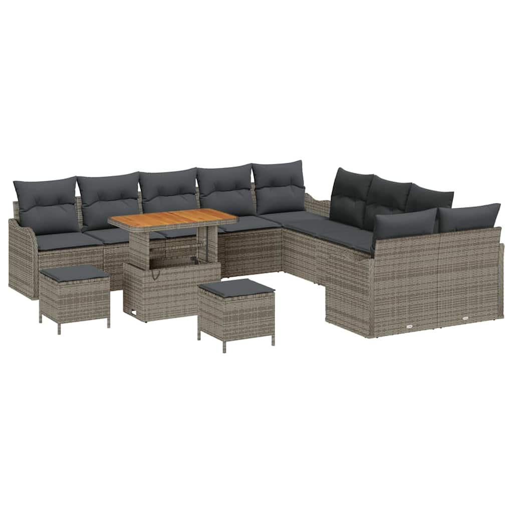 vidaXL Zestaw Sof na Ogród z poduszką z przechowywaniem 13 pcs Szary