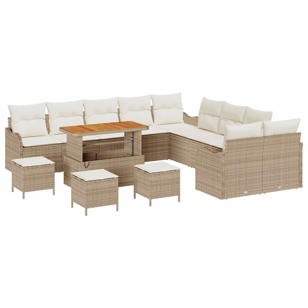 vidaXL Zestaw Sof na Ogród z poduszką 14 pcs Beżowy i kremowy