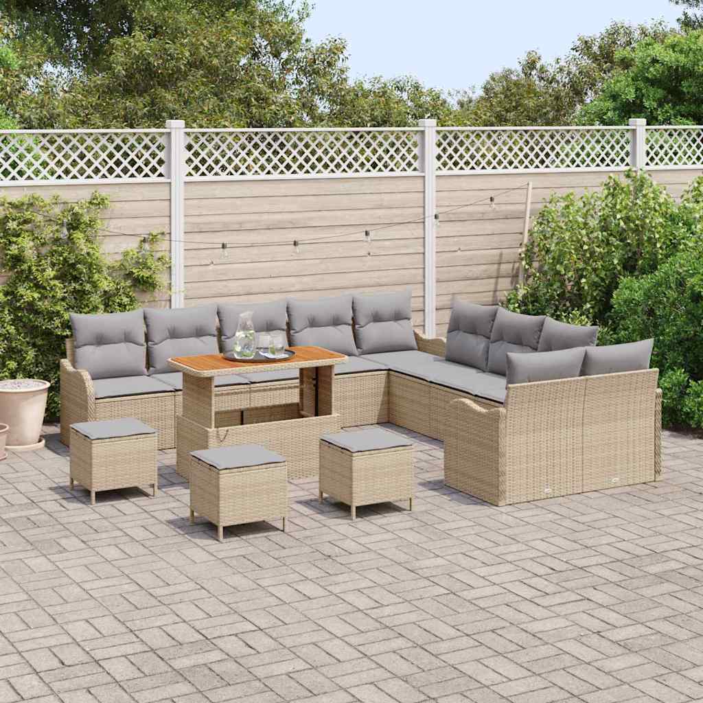 vidaXL Zestaw Sof na Ogród z poduszką 14 pcs Beżowy i jasnoszary