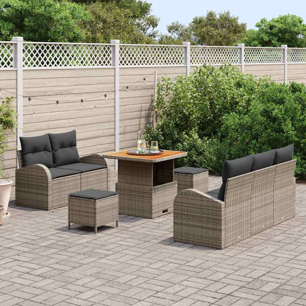 vidaXL Zestaw Sof na Ogród z poduszką z przechowywaniem 8 pcs Szary
