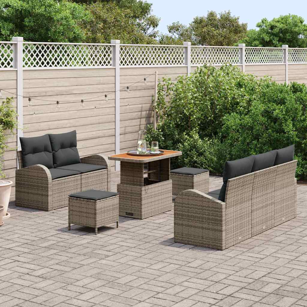 vidaXL Zestaw Sof na Ogród z poduszką z przechowywaniem 8 pcs Szary
