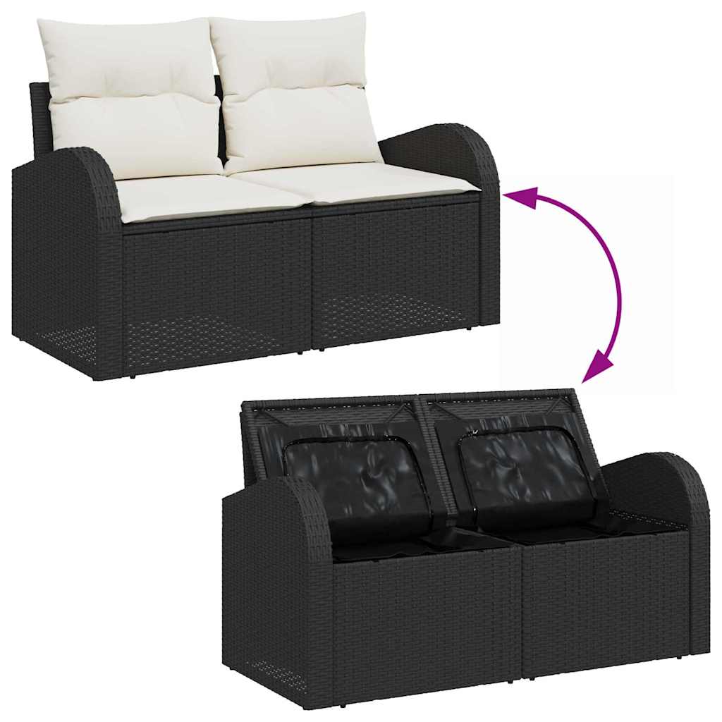 vidaXL Zestaw Sof na Ogród z poduszką 9 pcs Czarny i kremowy