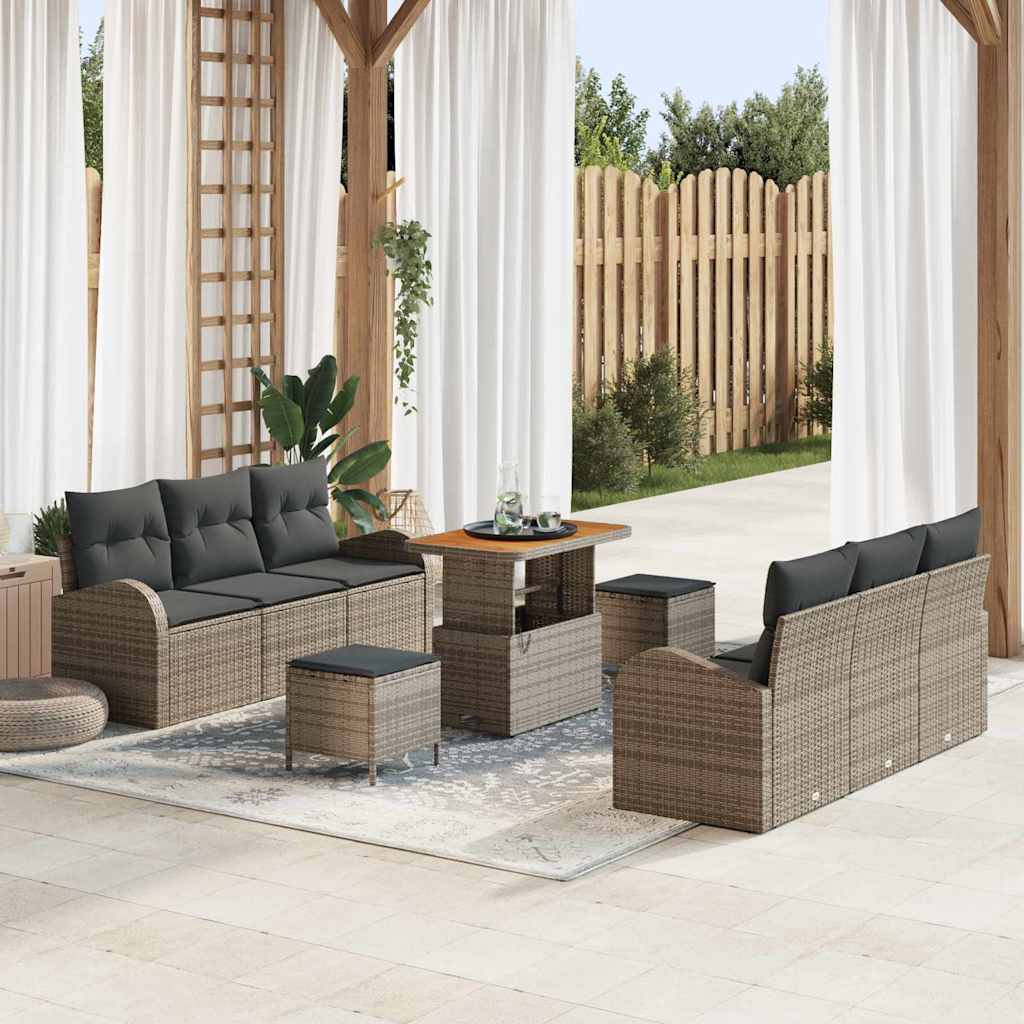vidaXL Zestaw Sof na Ogród z poduszką z przechowywaniem 9 pcs Szary