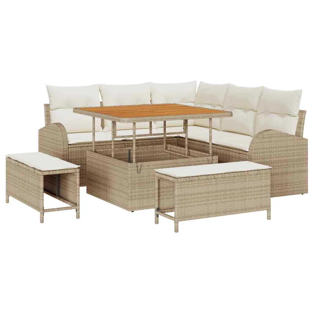 vidaXL Zestaw Sof na Ogród z poduszką 8 pcs Beżowy i kremowy