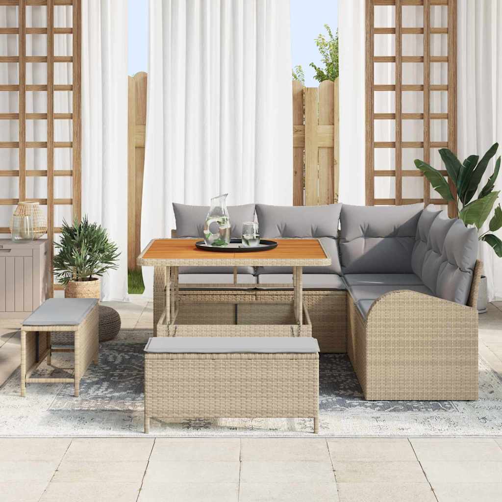 vidaXL Zestaw Sof na Ogród z poduszką 8 pcs Beżowy i jasnoszary