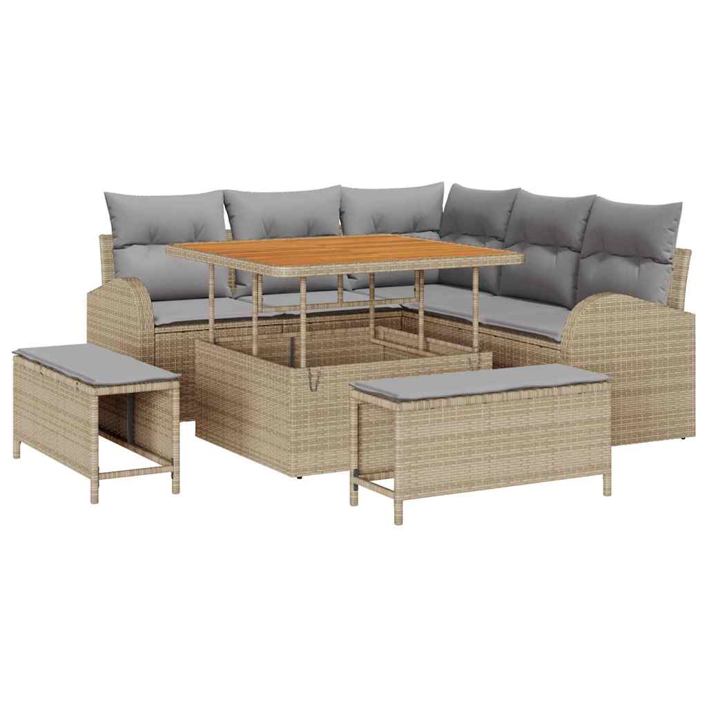 vidaXL Zestaw Sof na Ogród z poduszką 8 pcs Beżowy i jasnoszary