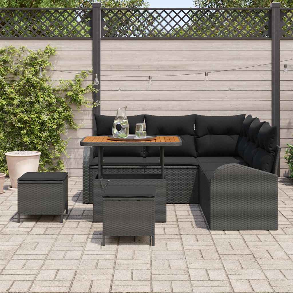 vidaXL Zestaw Sof na Ogród z poduszką z przechowywaniem 8 pcs Czarny