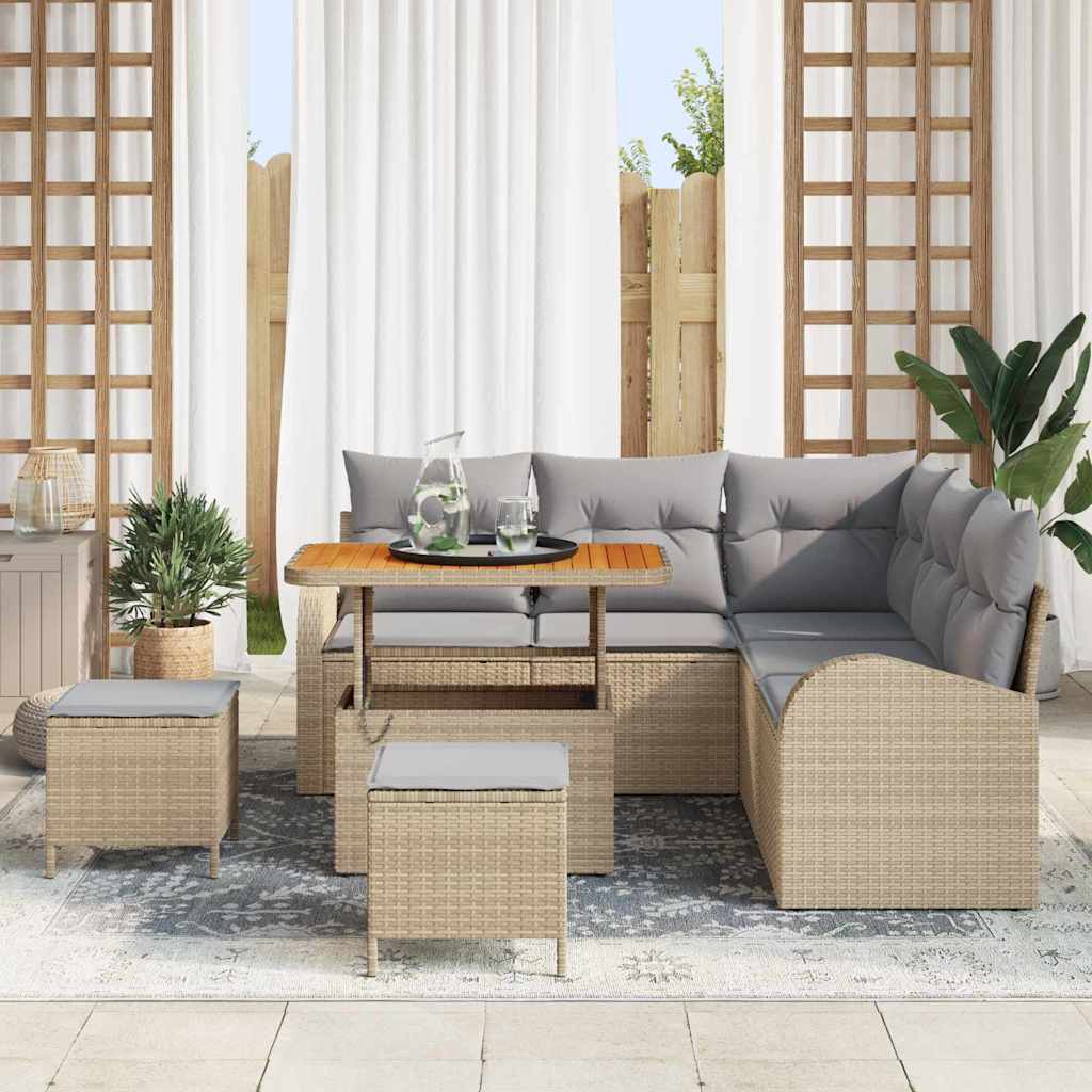 vidaXL Zestaw Sof na Ogród z poduszką 8 pcs Beżowy i jasnoszary