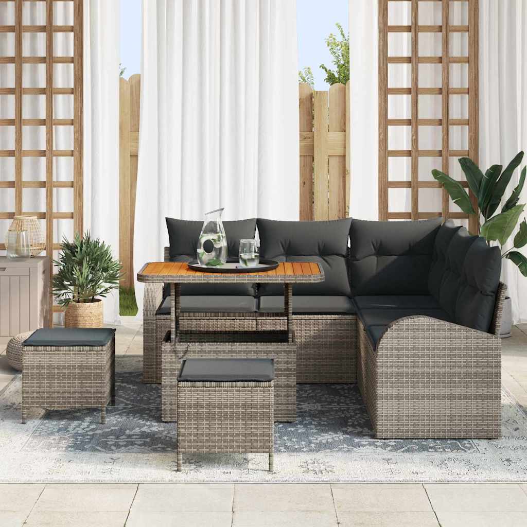 vidaXL Zestaw Sof na Ogród z poduszką z przechowywaniem 8 pcs Szary