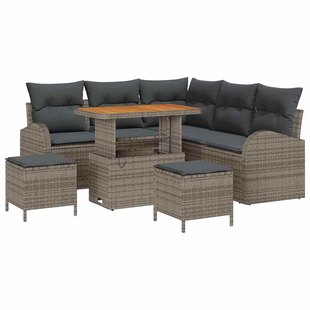 vidaXL Zestaw Sof na Ogród z poduszką z przechowywaniem 8 pcs Szary