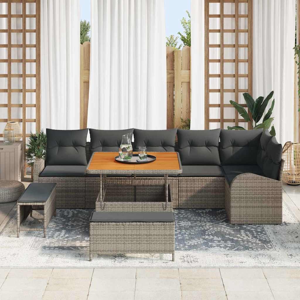 vidaXL Zestaw Sof na Ogród z poduszką z przechowywaniem 9 pcs Szary