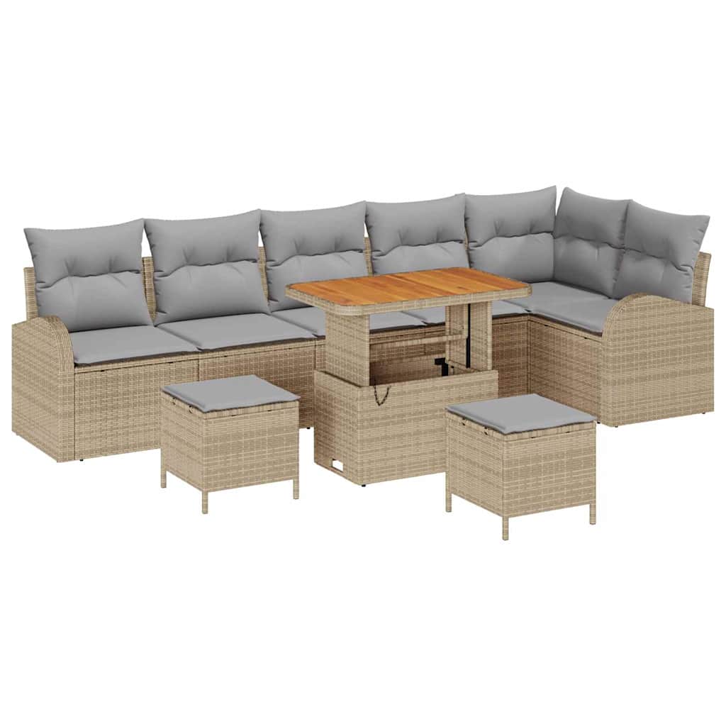 vidaXL Zestaw Sof na Ogród z poduszką 9 pcs Beżowy i jasnoszary
