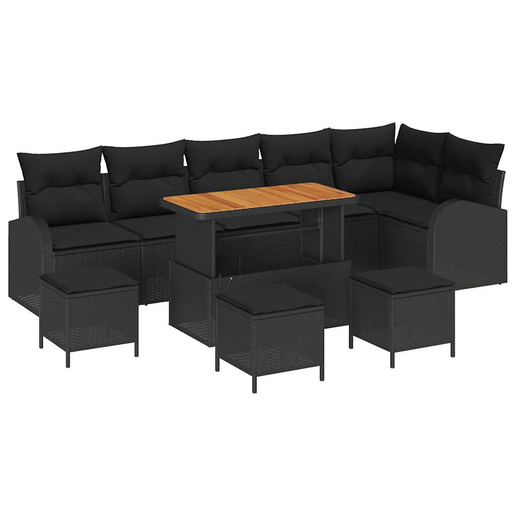 vidaXL Zestaw Sof na Ogród z poduszką z przechowywaniem 10 pcs Czarny