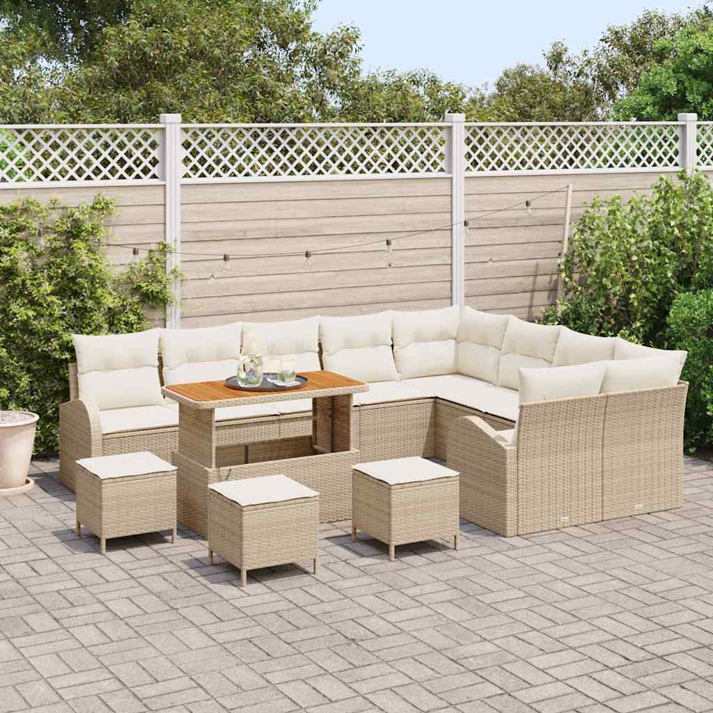 vidaXL Zestaw Sof na Ogród z poduszką 13 pcs Beżowy i kremowy