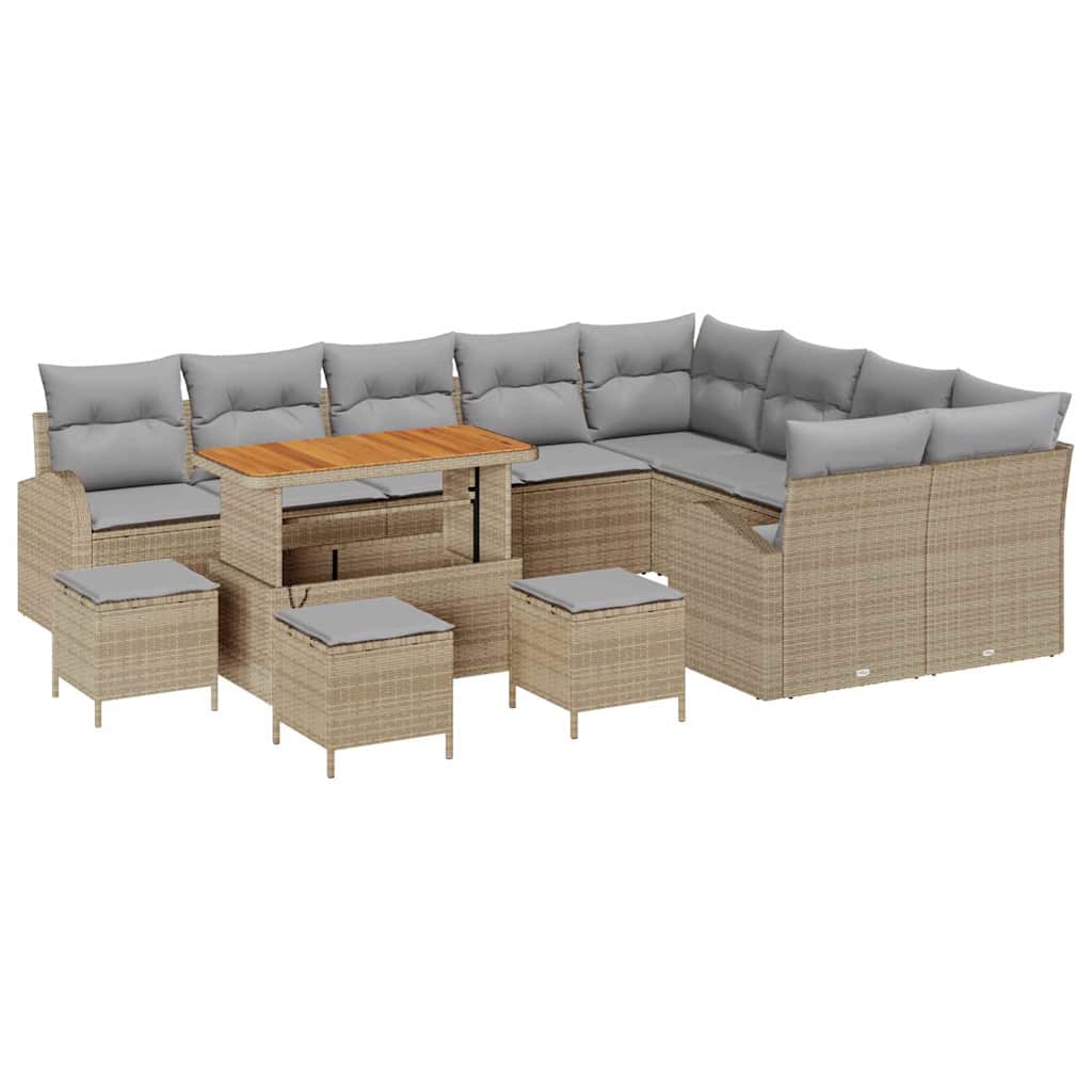 vidaXL Zestaw Sof na Ogród z poduszką 13 pcs Beżowy i jasnoszary