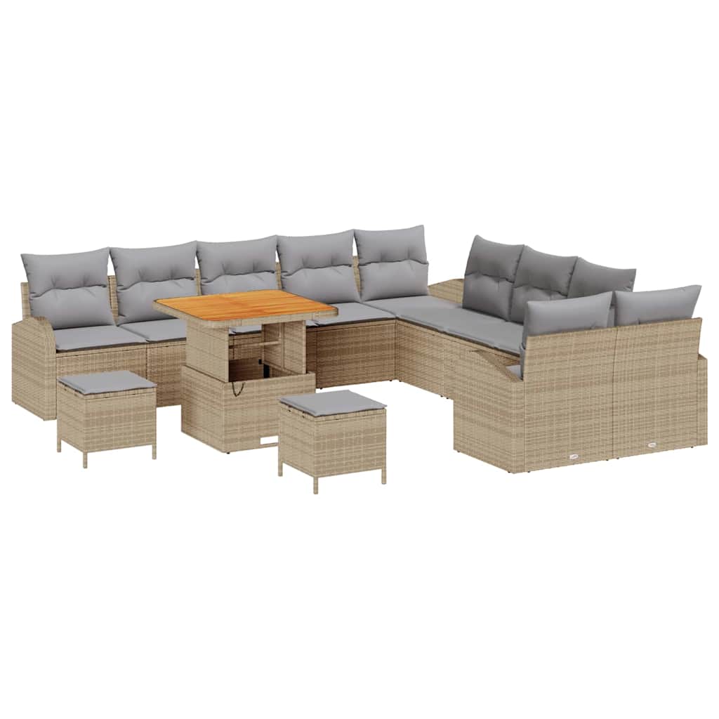 vidaXL Zestaw Sof na Ogród z poduszką 13 pcs Beżowy i jasnoszary
